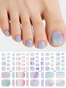4pcs Punk-Style Toe Nail Wraps, Spring/Summer Pink Metallic Toe Nail Strips - Easy Nail Art, Perfect For Women's Music Festival Parties & DIY Nail Stickers - Multicolor - View 7