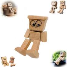 Handmade Shaking Wooden Man Figurine - Shaking Feet For Car Decoration - Wood Color - View 13