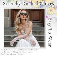 Women's Long Mes Tulle Ves W Wedding Ves Satin Stretcy Elbow Lengt Party Ve Seer Opera Ve Ruced Idal Seer Arm Eeves  Stretcy Ce Costume - như hình - Xem 2