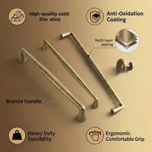 复古青铜门把手，复古实心锌合金厨房橱柜旋钮，适用于厨房、衣柜、橱柜 - 彩色 - 查看 2