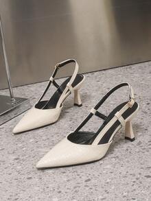 2026 Summer Apricot Pointed Toe Slingback High Heel Sandals, Elegant Romantic Slim Strap Slingback Pumps, Minimalist Commuting Sandals For Women - Apricot - View 6