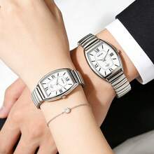 XAPWV Đồng hồ đôi dây đeo co giãn, mặt số La Mã hình thùng, đồng hồ đeo tay thời trang tối giản dành cho nam và nữ. - Nhiều màu - Xem 12