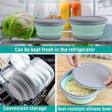 3pcs Silicone Folding Bowl With Lid - Portable Tableware, Suitable For Outdoor Travel, Picnics And Camping - Kitchen Extendable Folding Salad Plate And Food Bowl - Christmas And Valentine's Day Gift - Diameter 4.7/5.9/7.48 Inches - 3pcs - Pink - View 3