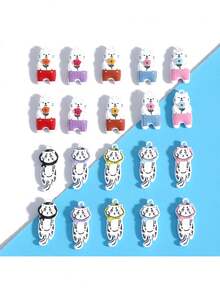 2pcs Double-Sided Zinc Alloy Painted 3D Cute Cat Pendant Charms, Bag Accessories - Cartoon Cat - View 7