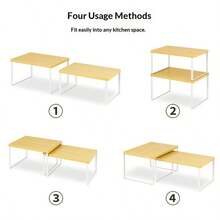 2 piezas Estante organizador de gabinete, Estante organizador de gabinete de cocina, Estante de gabinete blanco, Estante de almacenamiento de metal para cocina, Estante para especias, Apilable, Expandible, Estante para especias ahorra espacio, Organizador de cocina, Unidad de estantería multiusos, Organizador moderno y elegante para gabinete de cocina, Estante de almacenamiento para el hogar, Decoración del hogar, Organizador para fiestas y Navidad - Multicolor - Ver 9
