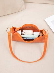 Bolso de hombro de mujer de moda versátil con estampado de cocodrilo - Naranja - Ver 4