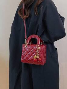 New Small And Exquisite Premium Dafei Women's Handbag, Fashionable And Lightweight, Hot-Selling New Style, Diamond-Embroidered Bag, Handheld Shoulder Crossbody Bag, Suitable For Spring And Summer Vacation Travel, Campus Life, Daily Commuting, Christmas Gifts, Parties, And Bridal Bags. - Burgundy - View 8