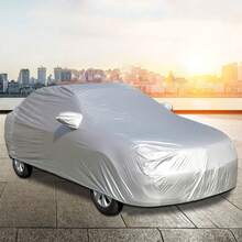 Silver Sport Car Cover Waterproof UV-Proof Windproof For All Weather Indoor Outdoor Mirror Pockets  ,L(480*175*120CM) - Silver - View 13