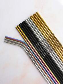 Bộ ống hút kim loại tái sử dụng cá nhân hóa, quà tặng tiệc tùng theo yêu cầu, quà tặng khách mời đám cưới, ống hút bằng thép không gỉ khắc chữ. - Nhiều màu - Xem 9