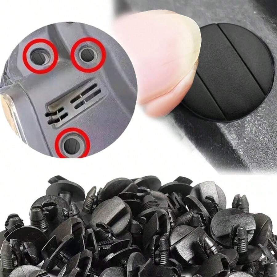 50pcs Universal Car Plastic Rivets Clips, Black Fasteners For Bumper, Fender, Trim, Durable Replacement Parts - 50Pcs Press-fit Buckle - View 1
