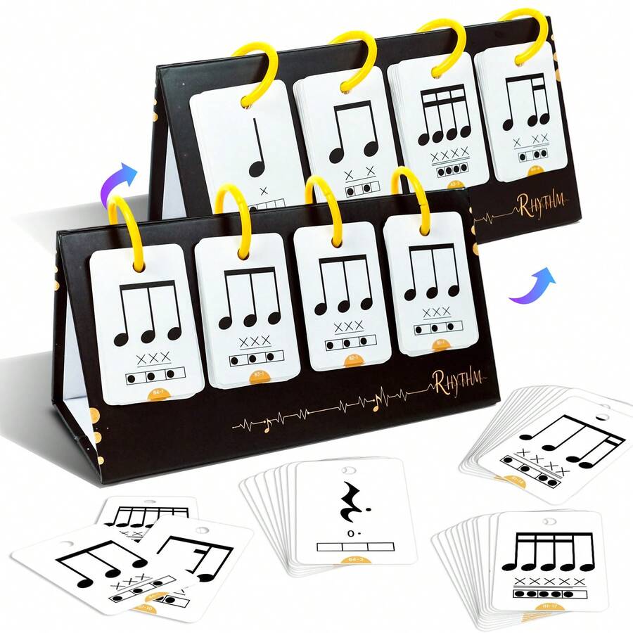 Tarjetas de memoria de notación musical de educación temprana, tarjetas flash de música, juguetes de aprendizaje de teoría musical para niños, juego interactivo entre padres e hijos, tarjetas cognitivas educativas - Multicolor - Ver 1