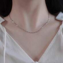 1 Chiếc dây chuyền bạc S925 dành cho nữ, dây mảnh, không gây dị ứng, thanh lịch và thời trang, dây chuyền đeo xương quai xanh, dài 40/45/50/55/60cm, dây chuyền bạc thời trang, món quà hoàn hảo cho Ngày Valentine, kỷ niệm, sinh nhật và Lễ Tạ ơn. - Bạc - Xem 11
