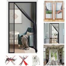 Magnetic Screen Door, Upgraded Polyester Fiber Insect Proof Screen Door, Reversible Curtain, Suitable For Balcony, French Door, Sliding Glass Door - Black - Black - View 2