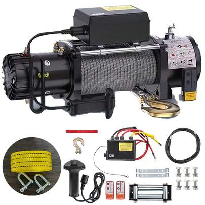 Electric Winch 12V 13500lb/6123kg Steel Rope Wireless Remote Control For Vehicle