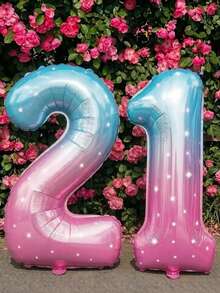 40 Inch Large 18th Birthday Number Balloon Candy Color 21st Birthday Number Balloon 1 Free Accessory 18th Birthday, 21st Birthday Party Decoration Scene Arrangement 18th 21st Photo Props - 18th Birthday - View 25