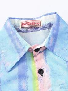 Boys' Casual Lapel Shirt Children's Top Short Sleeve Children's Clothing Comfortable Breathable - Azul - Ver 3