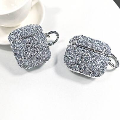 Sequins,Rhinestone Luxury Rhinestone Decorated Earphone Protective Case, Compatible With Apple Pro 2nd Generation Shiny Rhinestone Silver Protective Case, Compatible With Apple EarPods 3rd Generation Sturdy Shock-Proof Protective Case Compatible With Apple Pro 2nd Generation Stylish Protective Case Compatible With Apple Pro 4th Generation
