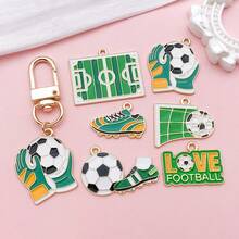 12 piezas Surtido de dijes con tema de fútbol, colgantes de esmalte de fútbol para pulsera, pendientes, manualidades - Talla única - Ver 7