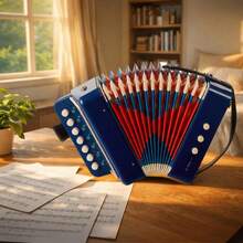 Shoze The Accordion With 10 Keys Is A Music Instrument Suitable For Beginners, Equipped With An Air Valve. It Is An Educational Instrument With A Lightweight And Portable Design, Making It Very Suitable For Early Music Education And Performance - Blue - View 2