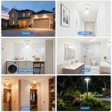 5个装 Kasotile 12W 感应灯泡，自动黄昏到黎明开关，E26 灯座，相当于 100W 白炽灯，1000 流明，6000K 冷白光，适用于门廊、车库、走廊、楼梯，UL 认证，3 年质保 - 白色 - 查看 6