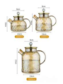1pc Large Capacity Heat-Resistant Glass Teapot, Heat-Resistant Glass Water Tank, Suitable For Summer Cold Water, Lemon Water, Fruit Tea, Heat-Resistant, Let Guests Enjoy To The Fullest - Multicolor - View 10