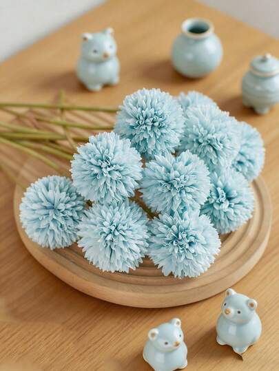 8/16pcs Artificial Chrysanthemum Ball Flowers Dandelion Hydrangea Arrangement Bouquet Present For Friends Bridal Wedding Bouquet Decor For Home Office Coffee House Party Wedding Decoration
