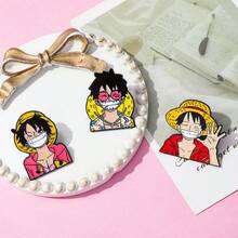 1/3 件装 阳光笑脸卡通胸针，一款开朗活泼的《海贼王》蒙奇·D·路飞装饰胸针，适合日常佩戴、作为礼物或小惊喜。 - 彩色 - 查看 3