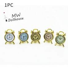 1 pièce Mobilier de maison de poupée 1:12, accessoires de paysage miniature créatif, décoration de bureau, kit DIY, cadeau d'anniversaire, accessoires de décoration de maison de poupée, ensemble de jeu de maison de poupée miniature - Mini réveil - Voir 9