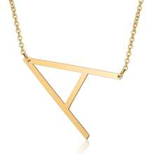 1pc Letter Pendant Necklace, Stainless Steel Jewelry - Yellow Gold - View 28