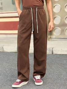 Open Phase 男士加厚时尚休闲宽松直筒裤，适合秋季、春季到夏季穿着，复古美式风格，男女皆宜，宽松版型夏季服装——适合日常穿着和夏季度假穿着。 - 咖啡棕 - 查看 1