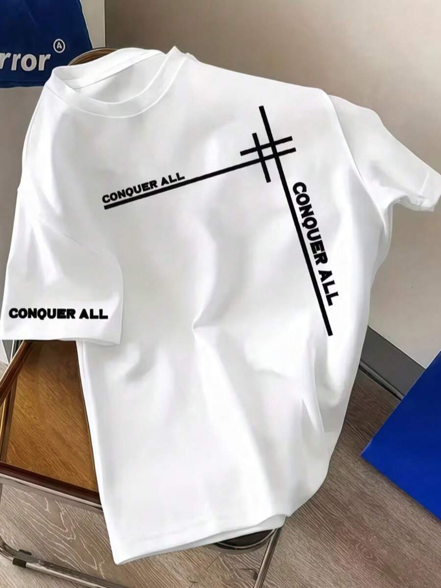 Tween Boy Casual Graphic Print Crew Neck Short Sleeve T-Shirt, Summer Top - White - View 1