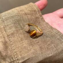Women's Alloy Tiger Eye & CZ Stackable Ring Set Gold Plated Vintage Statement Jewelry Romantic Holiday Gift For Valentine's Day - Ring - View 8