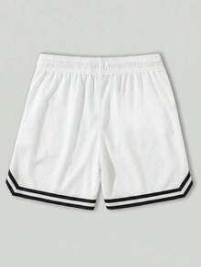 1pc Men's Casual Shorts, Sports Shorts, Drawstring Waist, Basketball Shorts, Baseball, Workout, Running, Training, Fitness, Sports, Outdoor, Father's Day Gift - White - View 6