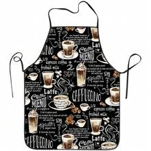 1pc Coffee Themed Kitchen Apron, Unisex, Interesting Coffee Print, Adjustable Bib Apron, Suitable For Home Cooking, Barbecue, Cafe, Baking And Gatherings - Multicolor - View 3