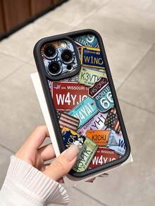 街头车牌图案竹制防摔手机壳，兼容苹果11/12/13/14/15/16/13 Pro Max/11/7 Pro Max/17 Air/4 Pro Max/16 Plus/16 Pro Max/17 Pro Max/17 Air - 黑色 - 查看 5
