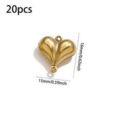 20 Pcs 18K Gold Plated Stainless Steel Pendants, Hollow Double‑Hole Retro Vacation Style Charms (Heart, Star, Shell, Etc.) For DIY Jewelry, Bracelets, Necklaces And Waist Chains Making - Pendant - View 18