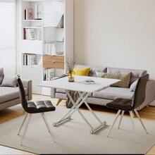 Extendable Lift Top Dining Table Coffee Table, 4 IN 1 Height Adjustable Multifunction Convertible Table For Living Room, Dining Room, White - White - View 12