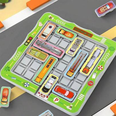 1 Set Gradient Parking Puzzle Travel Game - Car Game, 450 Or 950 Traffic Jam Challenges, Speed Escape Logic Parking Blocks, Huarong Road Smart Car Puzzle Challenge, Logic Puzzle Toy For Children 3+, Brain Teaser Toy, Team Challenge & Family Fun, Suitable For Road Trips And Flights