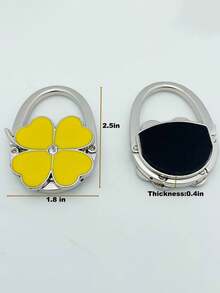 1 Elegant Four-Leaf Clover White Design Foldable Handbag Hook - Fashionable Aluminum Alloy Wallet Table Hook, Decorated With Heart-Shaped Flowers, Portable Metal Bag Stand, Suitable For Fashion Accessory Lovers, Can Be Used As Wall Picture Frame, Self-Adhesive Wall Hook, Hanger, Wall Hook, Bathroom Towel Rack, Door Hook - Multicolor - View 9