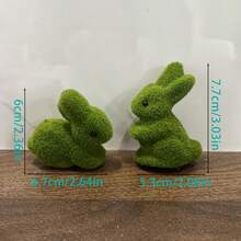 2pcs/1pcsGreen Plush Moss Rabbit Sculpture, Outdoor Garden Decoration, Easter Spring Festival Decoration, Universal Plastic Rabbit All Year Round - Standing Rabbit - View 4