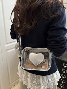 2pcs Transparent Bag Set With Coin Purse, Waterproof Clear Mini Square Bag, PVC Crossbody Bag With Large Capacity For 2026 - Silver - View 9