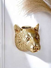 1pc European Retro Leopard Head Shaped Gold & Silver Foil Decor, Suitable For Floral Arrangement, Storage, Creative Animal Wall Art, Applicable For Home Decor, Room Decor, Birthday, Graduation, Christmas Decoration, Christmas Gift, Kitchen, Bedroom, Living Room, Party Decoration, Etc. - Multicolor - View 5