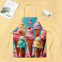 1pc Ice Cream Pattern Apron, Creative Funny Fashion Printed Apron, Home Cleaning Apron, Easy Clean Kitchen Cooking Apron, Creative Home Apron - Multicolor - View 13