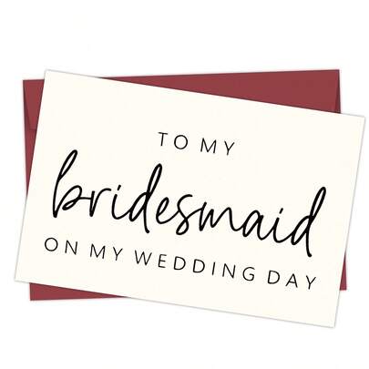 1pc To My Bridesmaid On My Wedding Day Card, Wedding Thank You Card For Bridesmaids, Wedding Day Card, Bridesmaid Appreciation Card, Perfect For Wedding Celebrations, Bridesmaid Gifts