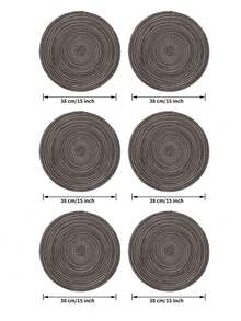 2 st/4 st/6 st 15-tums rund vävd bordsunderlägg, tvättbar halkfri värmebeständig bordsunderlägg, lämplig för hemmamåltider, högtidsfester, bröllop - Multifärgad - Visa 11