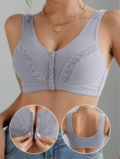 EssElegance 运动无钢圈无缝女士条纹透气聚拢加厚文胸，适合日常穿着