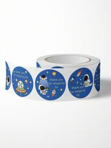 1 Roll Blue Astronaut & Alien Stickers, Non-Curling Self-Adhesive Sticker - Multicolor - View 7