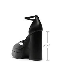 2026 New Platform Chunky Ultra High Heeled Sandals, Sexy Peep Toe Adjustable Ankle Strap Heeled Sandals Suitable For Prom Night Party Wedding And Summer Spring Wearing - 黑色 - 查看 4
