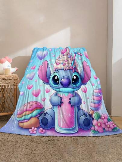 Disney 1件卡通梦幻印花法兰绒毯 - 柔软舒适，适合户外、旅行、露营、沙发、床上用品 - 现代可爱卡通简约印花，四季皆宜的舒适床上用品，用途广泛