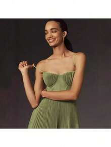 Evening Dress New Dress Sexy Suspender Backless Long Dress Sleeveless Deep V Slim Bridesmaid Dress Dress Women - 綠色 - 查看 5